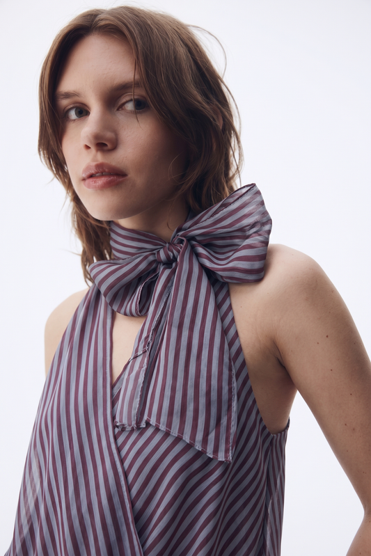 Blue & Burgundy Tank With Bow