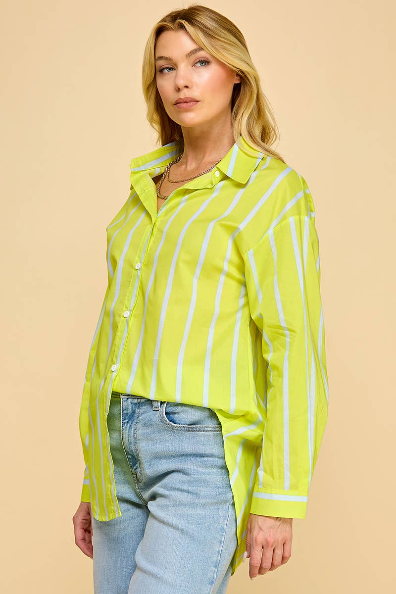 Chartreuse Striped Oxford