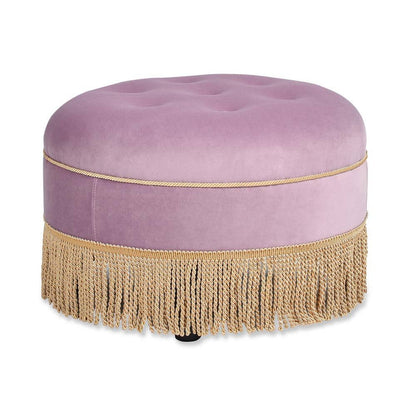 Yolanda 24" Round Upholstered Accent Ottoman: Alabaster Off White