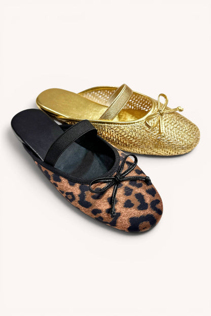Gold Ballet Flat Mules