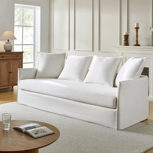 White Slipcovered Sofa