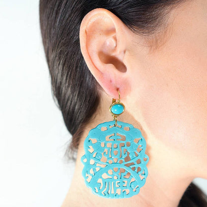 Turquoise Carved Earrings
