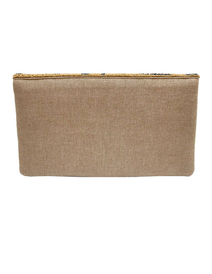 ZEBRA ANIMAL PRINT GOLD HANDMADE BEADED CLUTCH WITH CHAIN ST