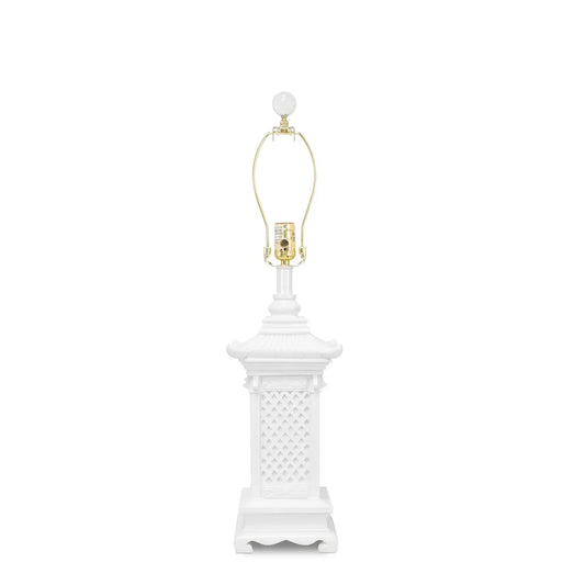 White Chinoiserie Pagoda Lamp