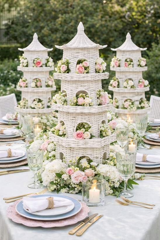 Small White Wicker Pagoda