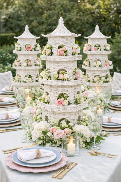 Small White Wicker Pagoda