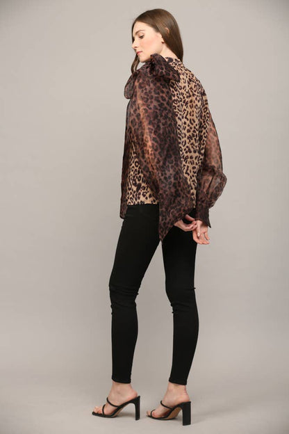 LEOPARD BOW BLOUSE