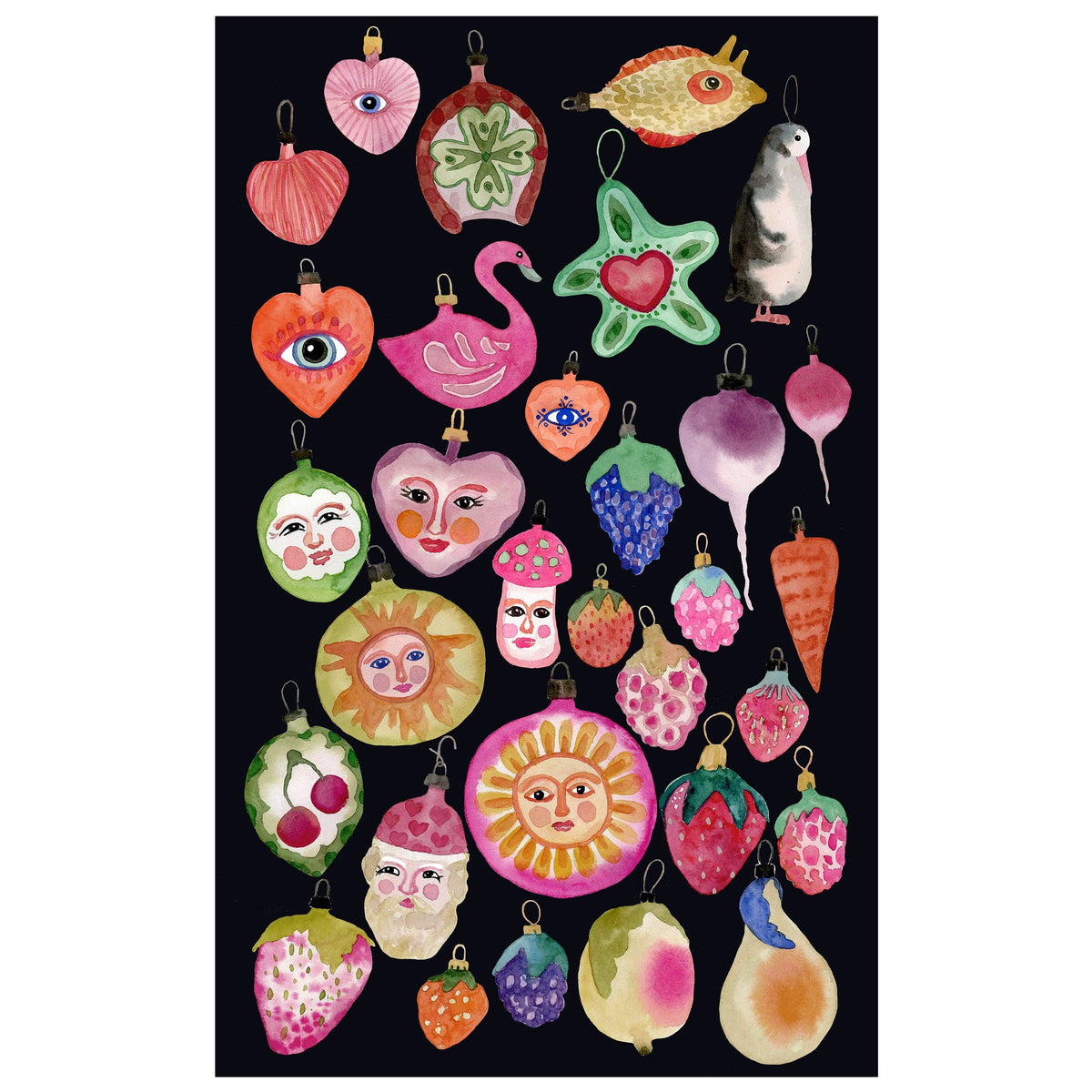 Tea Towel- Happy Ornaments