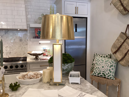 Blair Table Lamp- White with Gold Shade