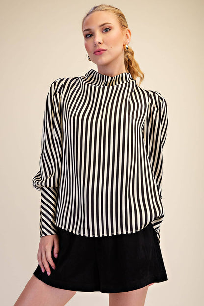 Black & White Striped Stain Blouse