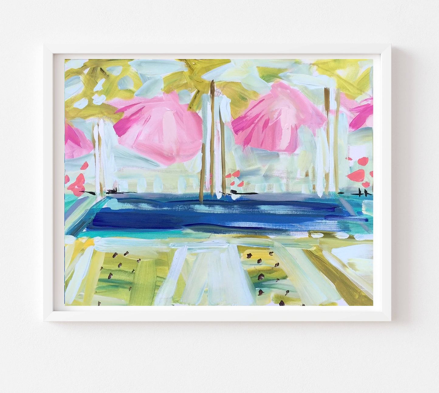 Pool Print on Paper, "Pink Umbrellas Pool": Print / 16" x 20"