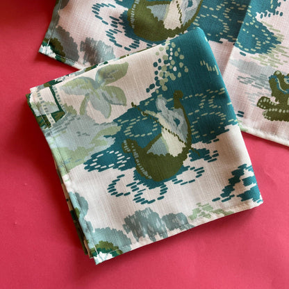 Green Blue Chinoiserie Cloth Dinner Napkins | Summer Dining