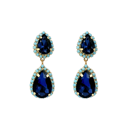 Louise Earrings: Navy & Turquoise