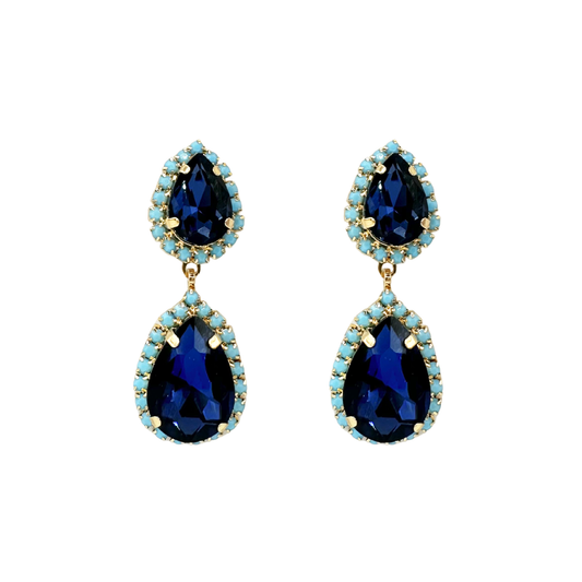 Louise Earrings: Navy & Turquoise
