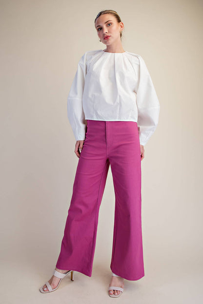 White Balloon Poplin Blouse