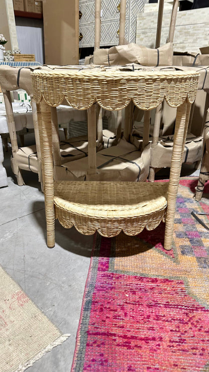 Rattan Scalloped Side Table
