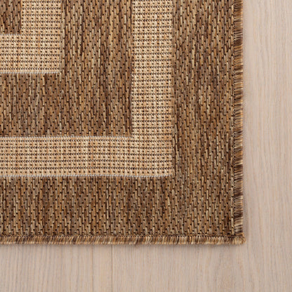 Zirelle Indoor/Outdoor Contemporary Area Rug: Brown / Rectangle / 6' 7" X 9'