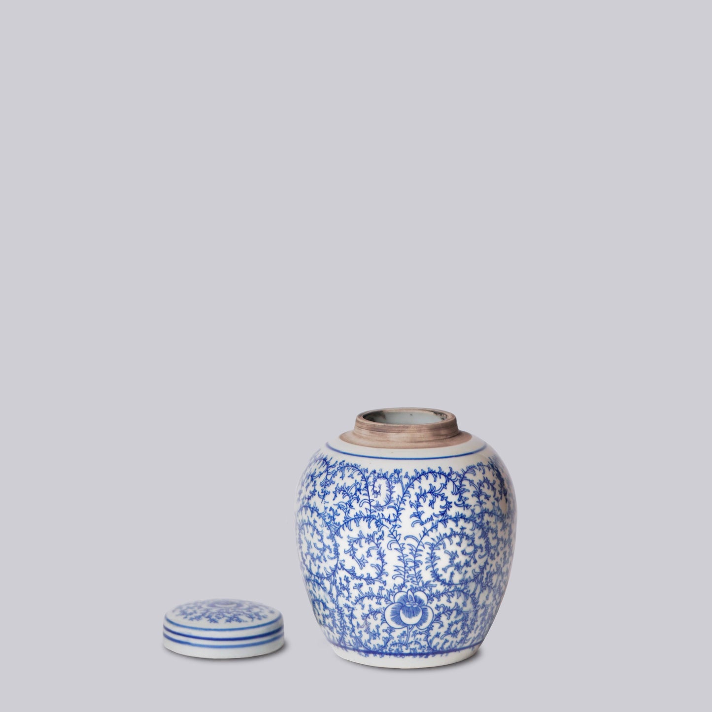 Mini Blue & White Peony Jar