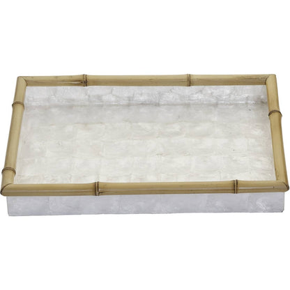 Ivory Capiz Trays With Bamboo Trim. Set of 3