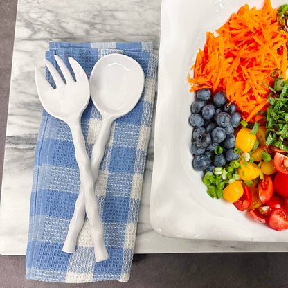 2-Piece White 11" Melamine Salad Server