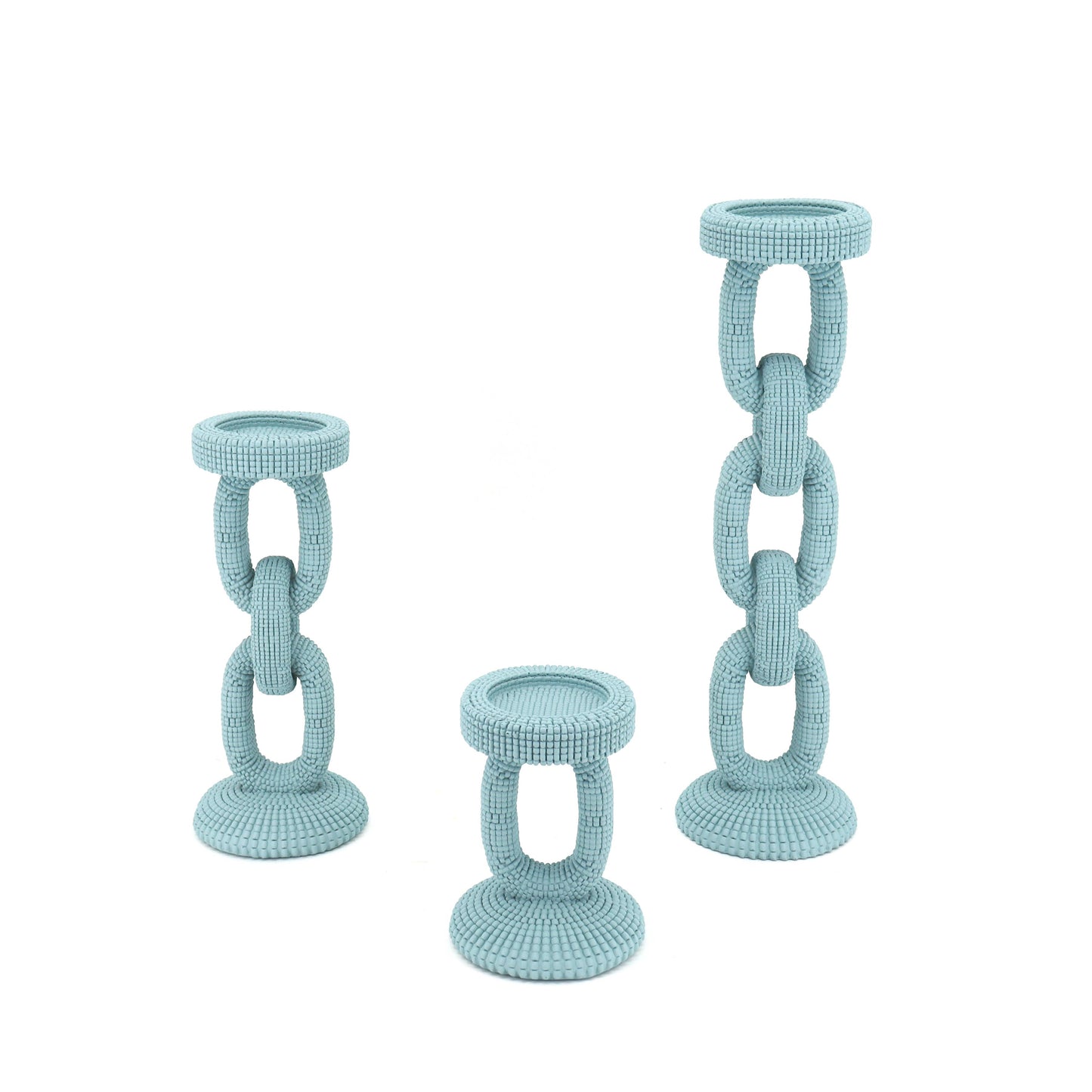 Medium Blue Beaded Candle Holder