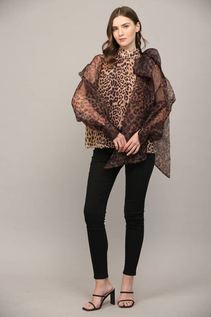 LEOPARD BOW BLOUSE