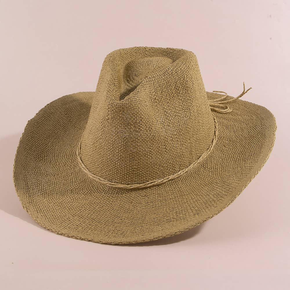 Straw Cowboy Hat - Dark Brown