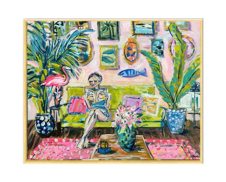 Figurative Print on Paper, "The Reading Room": Print / 24" x 30"