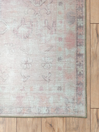 Leonie Pink Pale & Dusty Persian Vintage Rug: 5&#39;9x8&#39;9 ft 180x270cm
