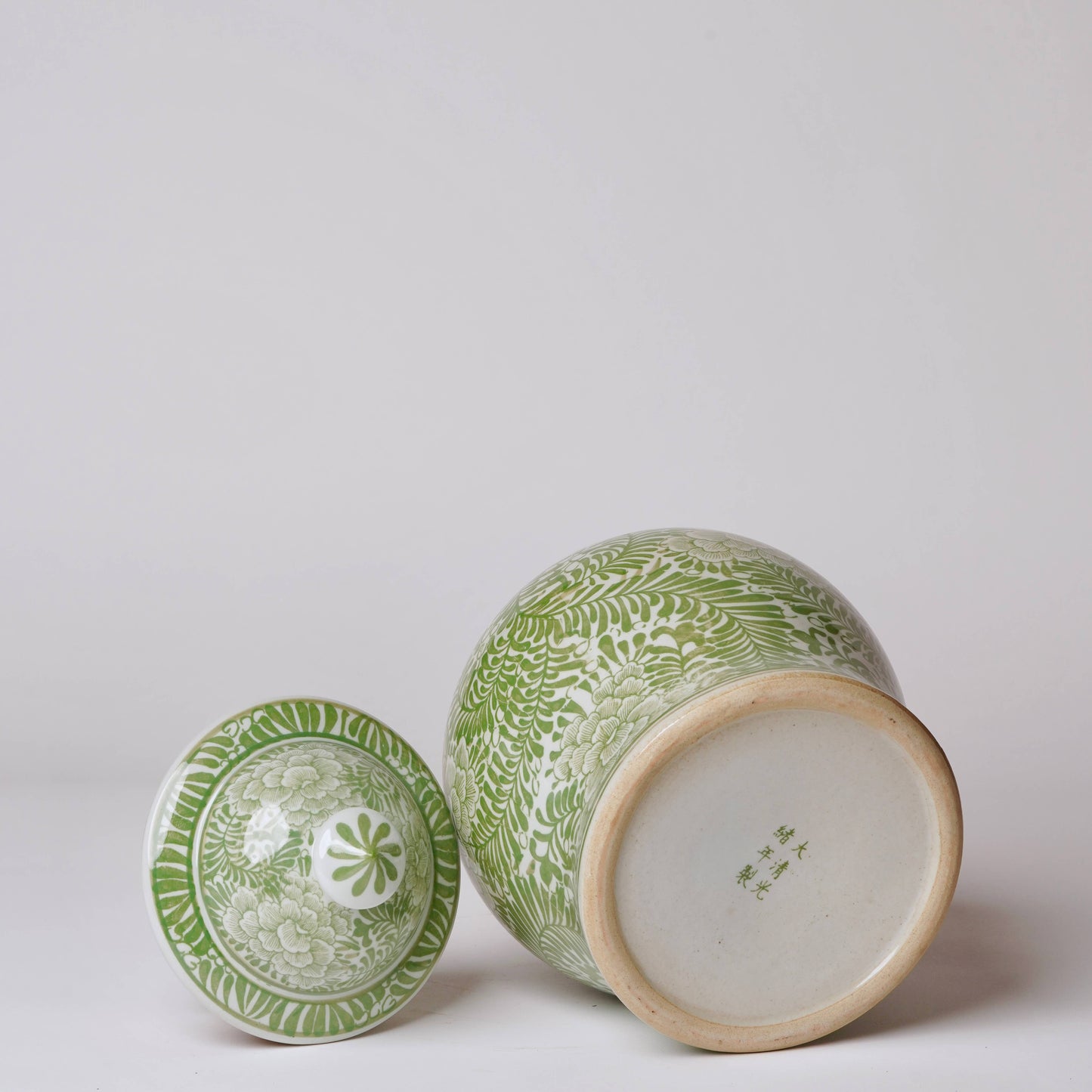 Green and White Country Jar