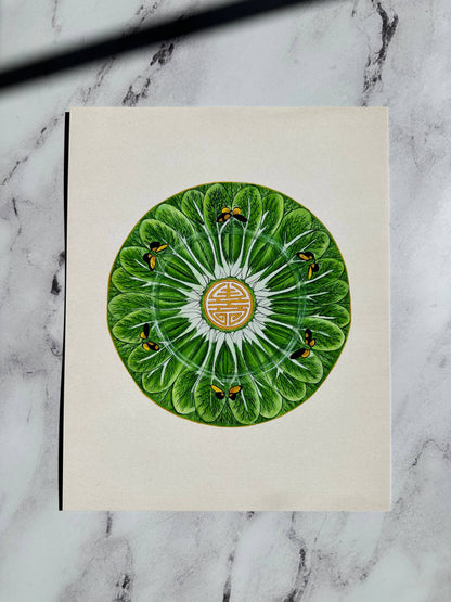 Framed Bok Choy Chinoiserie Plate Print - 8x10"