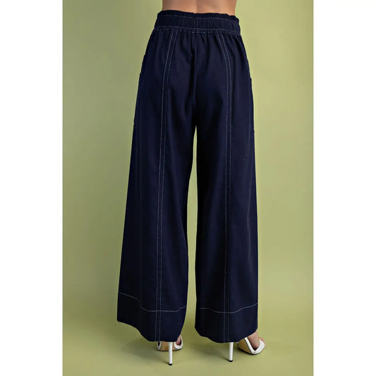 Navy Wide Leg Pants
