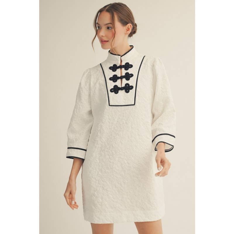 White Floral Jacquard Dress