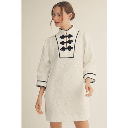 White Floral Jacquard Dress