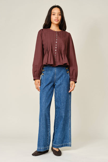 WIDE JEANS - SIDE BUTTON DETAIL