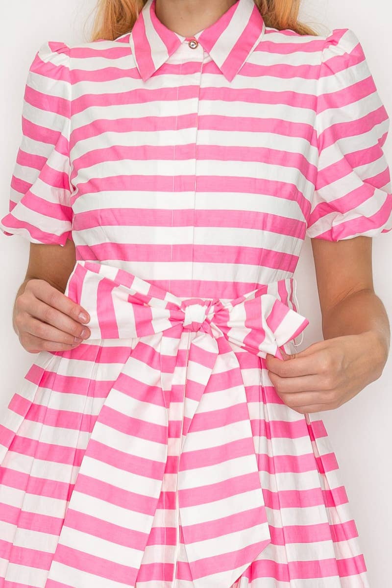 Pretty in Pink Striped Midi Dress