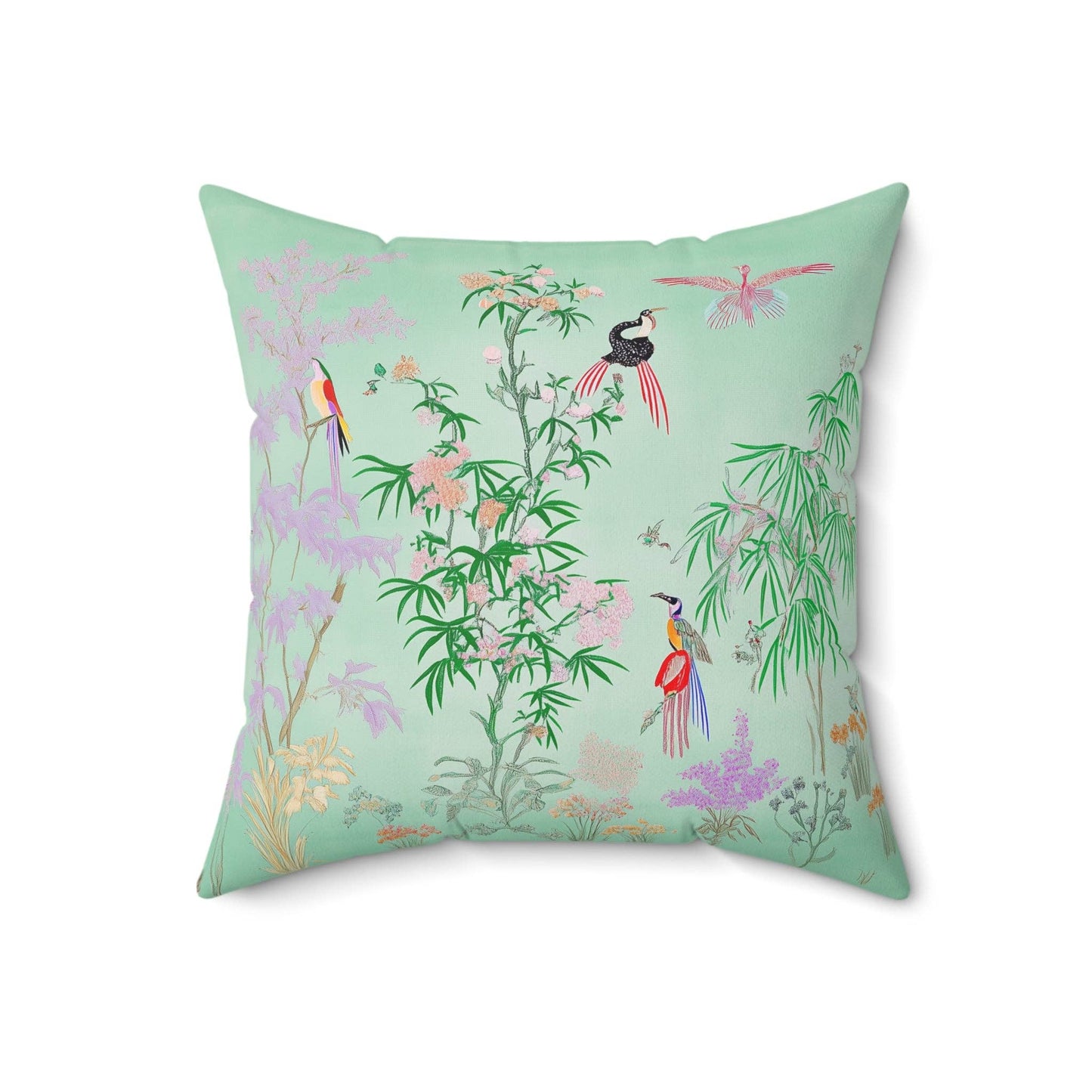 Birds in Paradise Throw Pillow: 20 × 20"