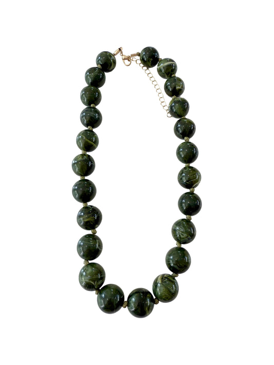 Emerald Green Chunky Beaded Necklace