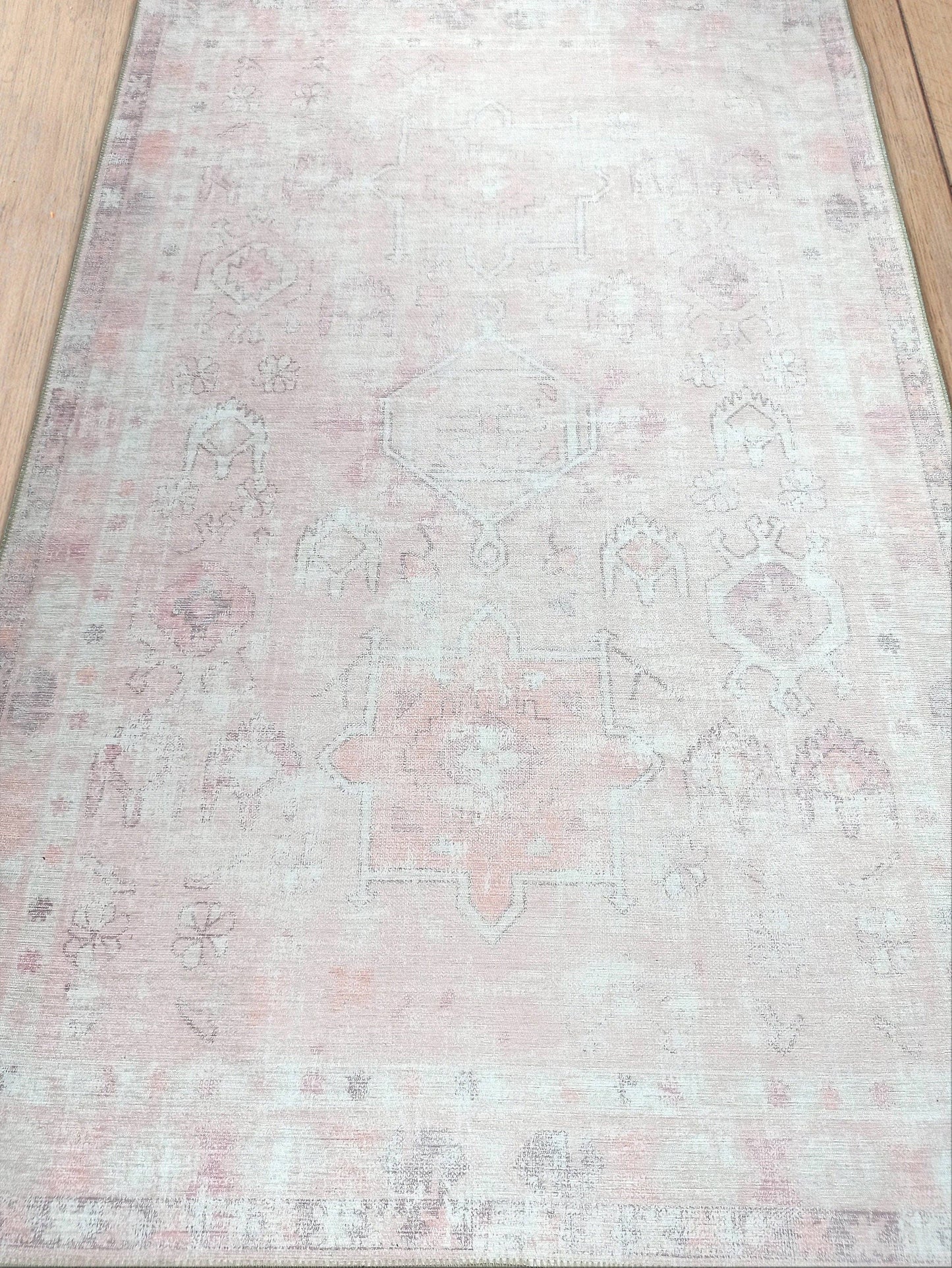 Leonie Pink Pale & Dusty Persian Vintage Rug: 5&#39;9x8&#39;9 ft 180x270cm