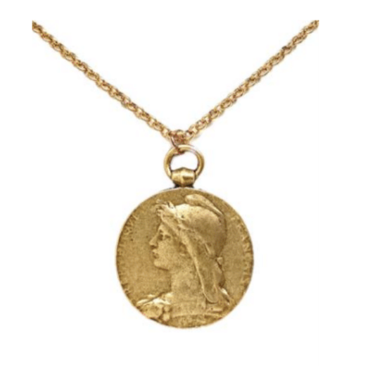 Gold French Medal Necklace