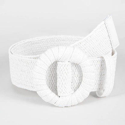 BEIGE BRAIDED ELASTIC BELT