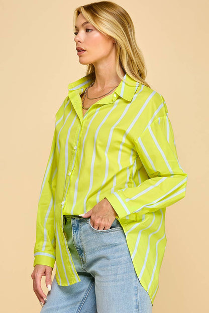 Chartreuse Striped Oxford