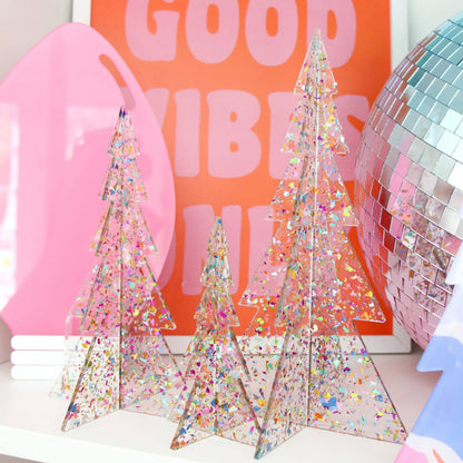 Confetti acrylic Christmas trees: Without bows