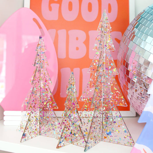 Confetti acrylic Christmas trees: Without bows