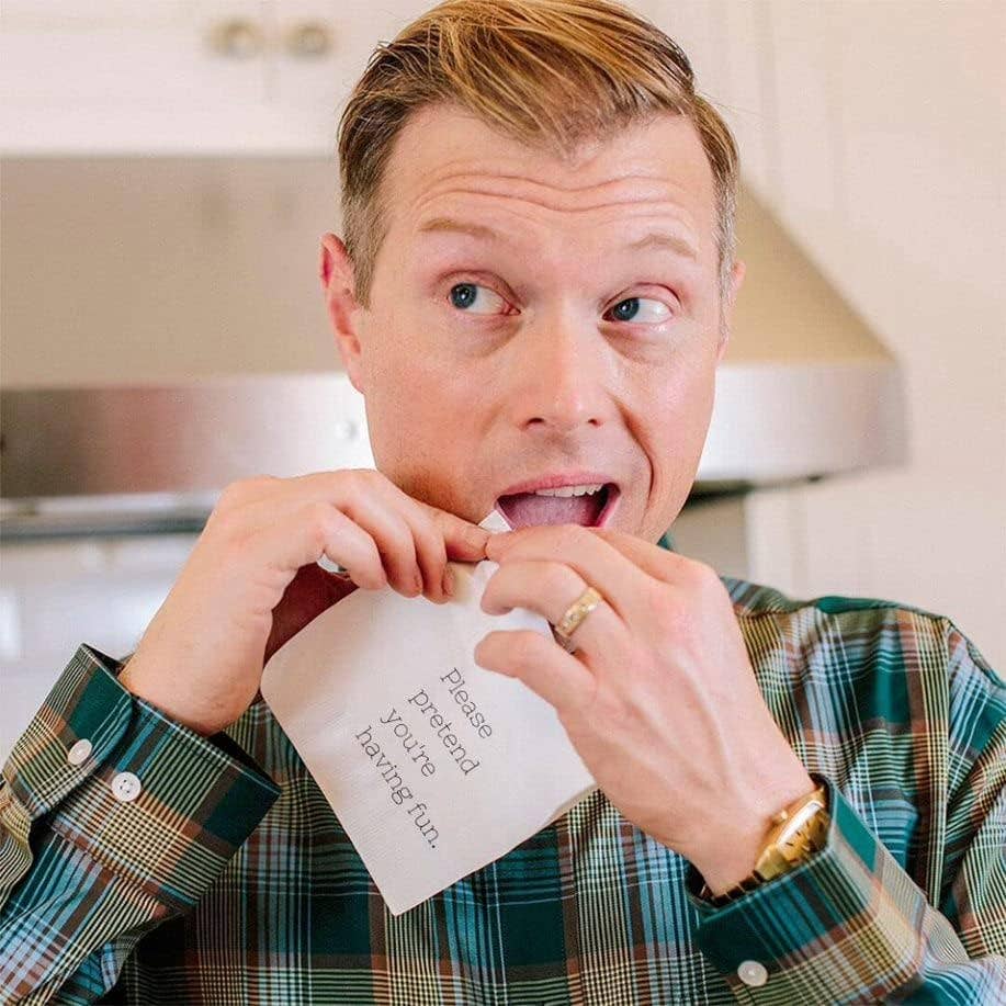 Funny Cocktail Napkins | PLEASE PRETEND YOU’RE HAVING FUN