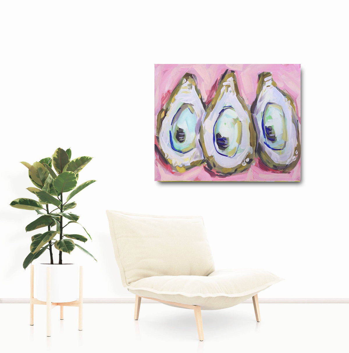 Oyster Print on Paper "Oysters on Pink": Print / 16" x 20"