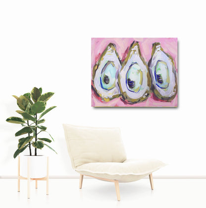 Oyster Print on Paper "Oysters on Pink": Print / 16" x 20"