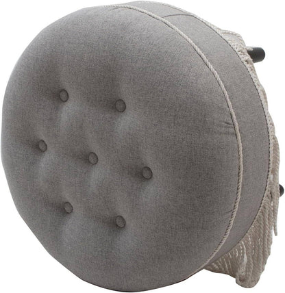 Yolanda 24" Round Upholstered Accent Ottoman: Alabaster Off White