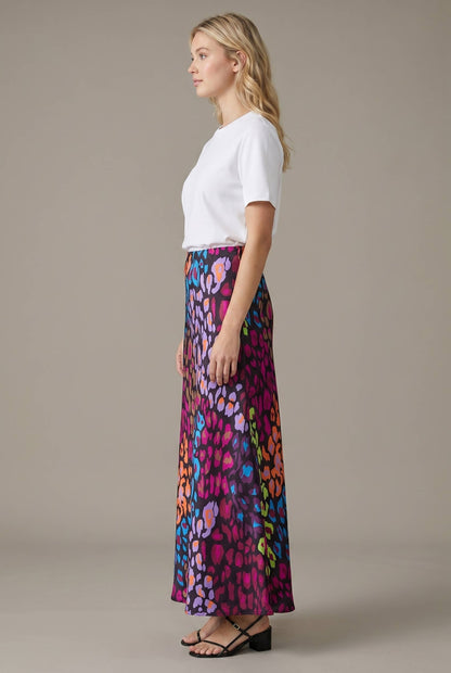 Abstract Satin Maxi Skirt