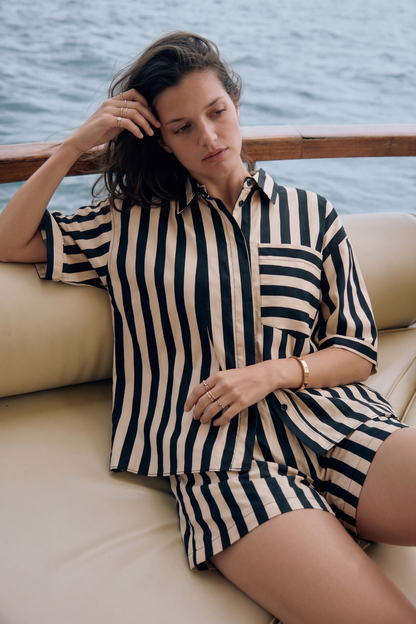 Black & White Striped Short Set